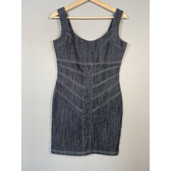 Boom Boom Jeans Gray Denim Dress Grunge Punk Bodycon Y2K Goth Size Medium M - Picture 1 of 14